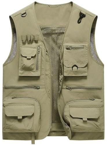 YOUTHUP Herren Utility Angelweste Outdoor Multi Pocket Arbeitswesten Sommer Jagd Fotografie Safari Gilet