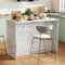 Isla de cocina grande 120 x 60 x 90,5 cm, 3 cajones y 3 puertas, diseño de mármol blanco, estantes ajustables, cajones silenciosos, diseño de área de bar - Utensilios de cocina elegantes y prácticos
