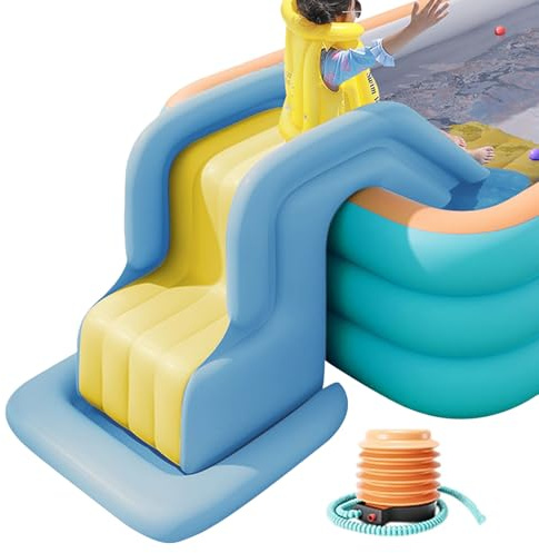 Zunishaone Toboggan Aquatique Gonflable pour Piscine - Glissades Anti-Bascule pour Parc Aquatique Extérieur Ludique - Toboggans Gonflables pour Sol Et Piscines Enterrées