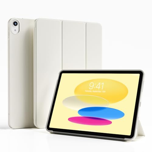 ZOYU Case for iPad A16 11th Gen 11/10th Gen 10.9, Cream White | Trifold Stand Smart Case, Soft TPU Back, Support Touch ID, Auto Wake/Sleep