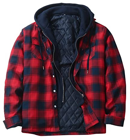 Giacche invernali da uomo camicia da lavoro imbottita a maniche lunghe con cappuccio trapuntate scozzesi camicie di flanella casual in pile di cotone giacca a quadri