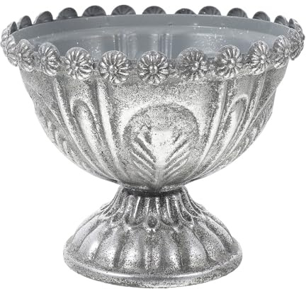 GANAZONO Vintage Blumentopf aus Eisen Silber Dekorativer Pflanztopf für Garten und Party Dekoration Rustikaler Metallblumentopf für Pflanzenliebhaber im Klassischen Stil