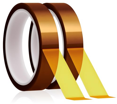 URAQT Hitzebeständiges Klebeband, 2 Rollen 20mm x 33m Tape PET Klebeband Hitzebeständig, Braun Sublimationsband Isolierband für 3D-Drucker, Elektronik Leiterplatten