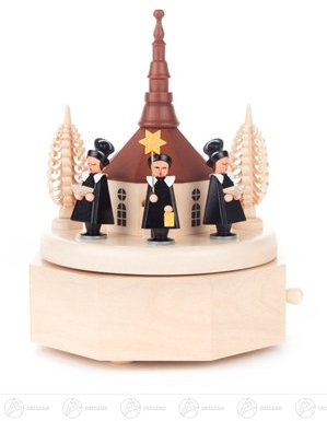Rudolphs Schatzkiste Musikdose Musikdose mit Seiffener Kirche und Kurrende, Figuren schwarz Breite x Höhe x Tiefe 12 cmx15 cmx12 cm NEU Erzgebirge Spieldose Spieluhr