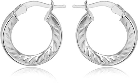 Tuscany Silver Damen Sterling Silber 25mm Patterned Hoop Ohrringe 8.51.1679