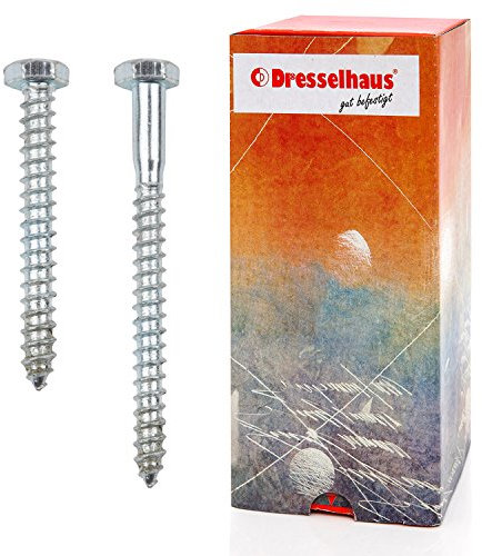 Dresselhaus Sechskant-Holzschrauben, 16x260 mm, DIN 571, verzinkt, 25 Stück, Schlüsselschrauben, Schraube