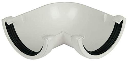 FLOPLAST 112mm Round Gutter Pipe 90 Degree Angle - White - Pack of 2