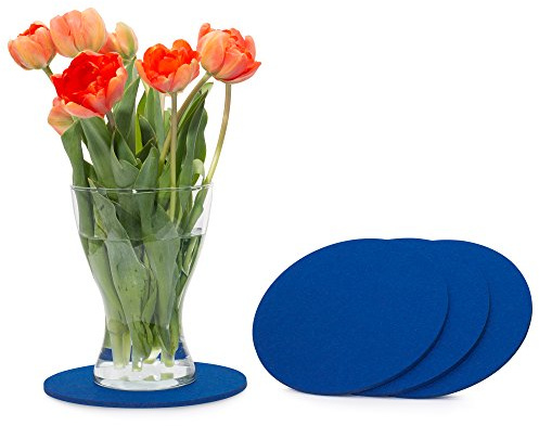FILU Filzuntersetzer rund 20cm 4er Pack (Farbe wählbar) blau - Untersetzer aus Filz für Tisch und Bar als Glasuntersetzer/Getränkeuntersetzer für Glas und Gläser