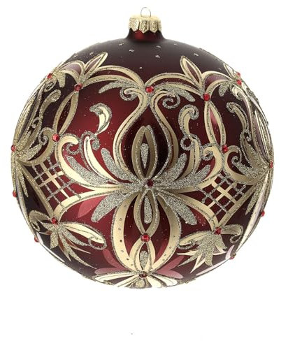 Holyart Boule de Noël Verre soufflé 200 mm Rose décorations Florales dorées
