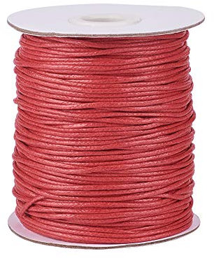 Pandahall Cordon tressé en polyester ciré, Rouge., 1.5mm