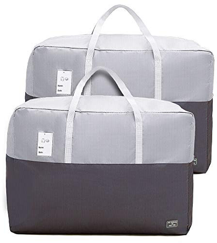 105L Clothes Storage Bags with Zips, 2 PCS Oxford Cloth Duvet Storage Bag King Size, Breathable Underbed Storage Bags for Clothes, Quilt, Blankets, Bedding, Sturdy Large Storage Bags, No-Smell