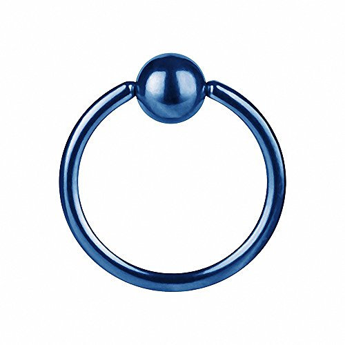 Taffstyle BCR Piercing Ring Schmuck Brustwarzenpiercing Brustwarze Klemmring Barbell Nasenring Nippel Kugel Perle Septum Brust Nase Lippe Ohr Intim Intimpiercing Blau 2,4mm x 12mm x 5mm