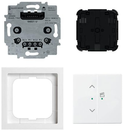 Busch-Jaeger 62731/UJ-84-WL Jalousie flex Wireless Komplettset Jalousie-Einsatz Tastbedienfeld 2 Wippen 2-fach future linear Abdeckrahmen 1-fach Studioweiß 2CKA006200A0284