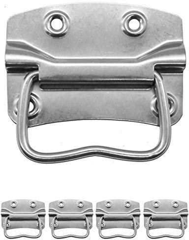 Fuxxer® 4x Massive Klappbare Metall-Griffe, Kisten, Racks, Edelstahl, Silber, 90 x 65 mm