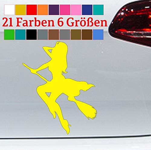 Sticker sexy Hexe Besen Hexenkutsche Kleber Zauberin Biest Luder Witch Furie in 6 Größen und 21 Farben