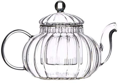 Cabilock 1pièce Théière Verre Transparente Résistante Chaleur avec Infuseur Amovible Théière Forme De Citrouille pour Usage Domestique Au Bureau Ou Magasin