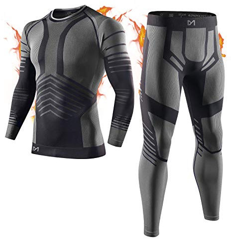 MEETYOO Thermounterwäsche Set Herren, Innenfleece Lange Funktionsunterwäsche Atmungsaktiv Winter Skiunterwäsche Sport Kompressionsanzug für Workout Skifahren Laufen Radsport Wandern