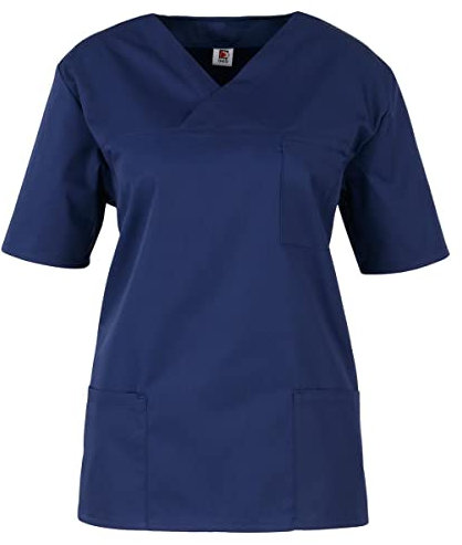 beb™ Schlupfkasack Marine Unisex – Kasack für Damen & Herren mit V-Ausschnitt, 3 Taschen & Seitenschlitzen – bügelleichtes Mischgewebe 65% Polyester / 35% Baumwolle – ideal für Pflege & Klinik