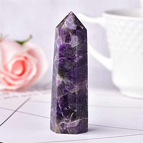 ShuYing 1 STÜCK Natürliche Steine kristallpunkt 36 farbturm Amethyst Rose Quarz heilung Stein Energie ore Mineral Obelisk Hause Ornamente (Farbe : Amethyst, Größe : 70-80mm)