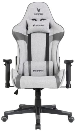 Oversteel - ULTIMET Professional Gaming Stuhl, Atmungsaktiver Stoff, 2D-Armlehnen, Höhenverstellbar, 180° verstellbare Rückenlehne, Gasdruckfeder Klasse 3, Bis zu 120Kg, Grau