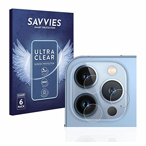 Savvies 6 Pack Screen Protector compatible with Apple iPhone 13 Pro Max (ONLY Camera Lens) Protection Film Clear