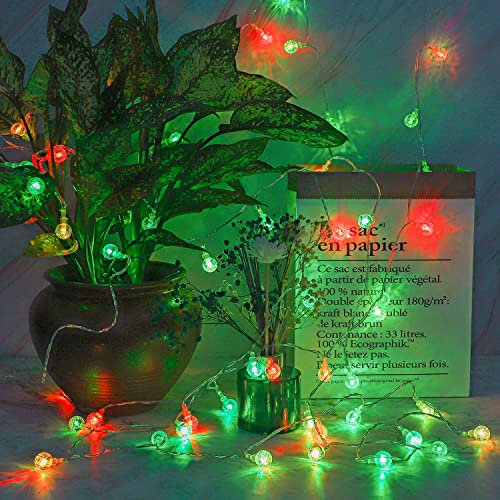 Vinsani Globe Fairy String Lights 26ft 60 LED Battery Operated 7 Multicoloured Glow Waterproof Indoor Outdoor Xmas Christmas Tree Decoration Bulb Lighting for Bedroom Patio Garden Party Home Wedding