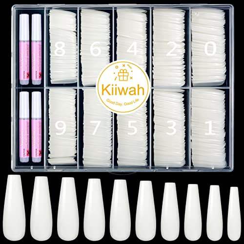 500 Stück Künstliche Nägel Tips, Acryl Falsche Nagelspitzen Kunstnägel Nägel Tipps Fake Coffin Nail Tips Nageltips mit Box für Damen Mädchen (Natürliche)