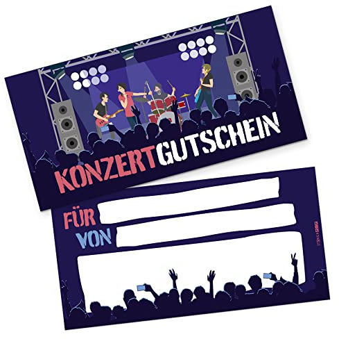 itenga Geschenkgutschein Geschenkkarte zum Ausfüllen I Motiv Bühne Konzert Konzertgutschein I 21,0 x 10,5 cm I Karte zum Ausfüllen