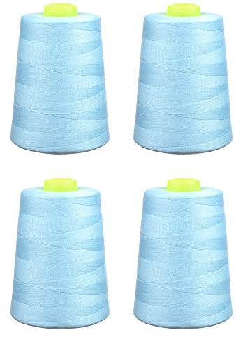 Phönix 4x5000m Universal Qualitätsgarn, Stärke 120 Nähgarn für Overlock-Nähmaschinen (Babyblau)