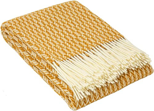 Wolldecke 140x200, 100% Schurwolle, warme & langlebige Decke, weiche Wohndecke Wolle, kuschelige Decke Wolle für Sofa & Bett, Hochwertige Schurwolldecke mit Fransen - Nostra ZELANDIA Wool Blanket