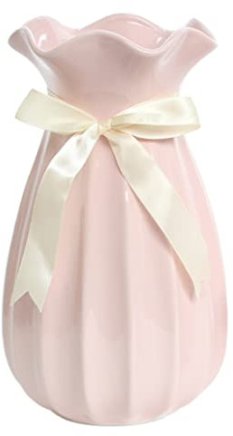 Hauteur 24 cm Vase Conique en Céramique Rose pour Pampas, Grand Moderne Haut Vase Decoratif pour Centre de Table Deco