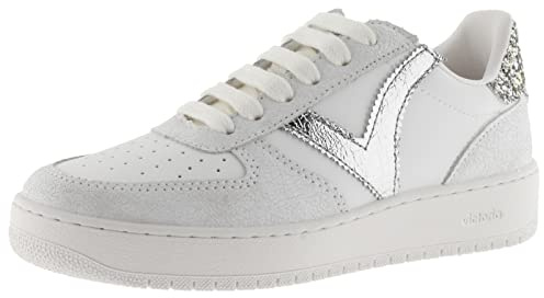 victoria Low-Top Madrid Leder-Effekt & Metallic & Crackle-Effekt Teile 1258233 für Damen Plata 37
