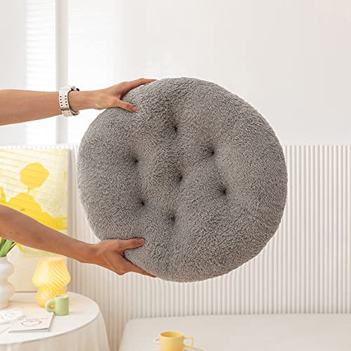 XIEMINLE Kurzes Plüsch-Sitzkissen, Rundes Kissen, Weich und Bequem für Esszimmer, Büro, Gartenstühle, Indoor-Outdoor-Stuhl, 40 x 40 cm, Grau