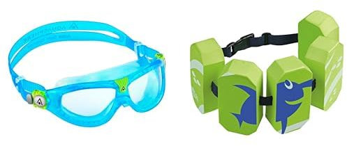 Aqua Sphere Seal Kid 2 Schwimmbrille Aqua - Klare Linse & Beco 96071 8 - Schwimmgürtel Sealife, für 2-6 Jahre, 15-30 kg, grün