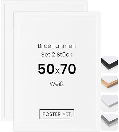 POSTER ART Bilderrahmen Set 2 Stück 50x70 cm Weiß San Diego | Zum Aufhängen aus MDF und Acrylglas | Wand Bilderrahmen Moderner Fotorahmen | Posterrahmen 50x70 cm