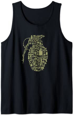 COOL GRENADE DESIGN GUN RIFLE BRASS KNUCKLES HANDCUFFS Tank Top