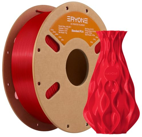 ERYONE PLA Filament 1.75mm, 3D Printer Filament PLA, Dimensional Accuracy +/-0.03mm, 1kg 1 Spool(2.2lbs), China Red