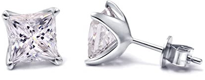 KnBoB Ohrstecker Weißgold 585, Damen Ohrringe, Schlicht 2ct Moissanit Ohrringe Nickelfrei