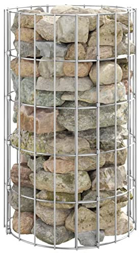 Homgoday Pôle circulaire en gabion, panier à gabion, pour extérieur, terrasse, pelouse, jardinage, maison, jardinage, cage à gabion, mur de fixation en acier galvanisé, Ø 30 x 50 cm
