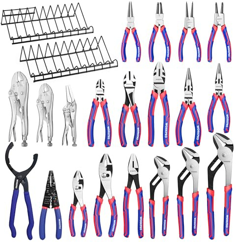 WORKPRO Pliers Set, 20-Piece Pliers Set with 2-pack Organizer Rack