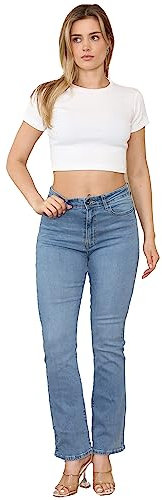 989Zé ENZO Womens Bootcut Jeans Trousers Ladies Casual Comfort Stretch Denim Pants All Waist Sizes UK EZL430 Jeans Light Blue 8