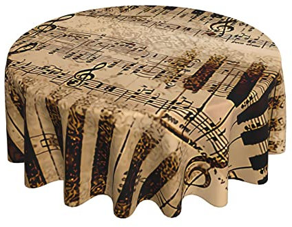 Party Tischdecken Retro-Shabby-Noten Pflegeleicht Wachstischdecke Wasserdicht Wachstischdecke 152Cm Für Party Garten Picknick