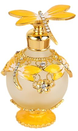 rongweiwang Bouteille de Parfum en Verre décorative, Facile à Nettoyer, Large Application, Cadeaux Libellule, Bouteille de Parfum en Verre décorative, Jaune