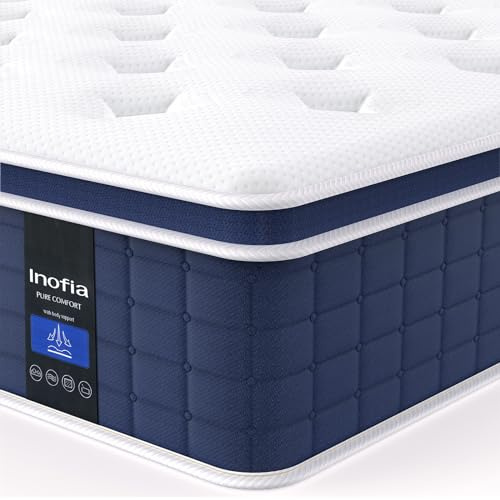 Inofia Materasso singolo, materasso a molle in memory foam da 30,5 cm, 90 x 190 x 30 cm, per un sonno fresco e di supporto, in schiuma traspirante e confortevole, materasso ibrido medio rigido