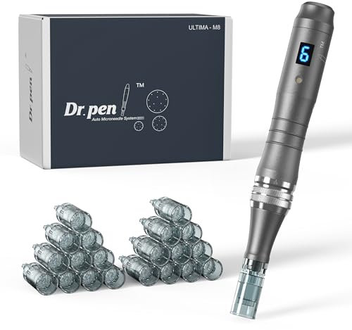 Dr. Pen Ultima M8 Stylo Microneedling Pen: Stylo Microneedling Sans Fil Pour Le Visage, Le Corps Et La Croissance Des Cheveux Et De La Barbe - 20 Cartouches De Remplacement, 0,25 mm