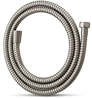 OFFO Duschschlauch Edelstahl gebürstet 1,6m, mit Verdrehschutz, Edelstahl Ersatz Hochdruck-Duschrohr Knickschutz Brauseschlauch für Badarmaturen Gebürsteter Nickel