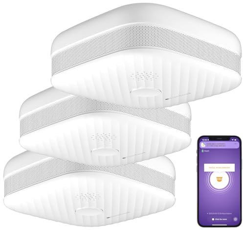 VisorTech Smart Rauchmelder: 3er-Set WLAN-Rauch- & Hitzemelder mit weltweiter App-Benachrichtigung (Rauchmelder mit Benachrichtigung, App, Alarmanlage)