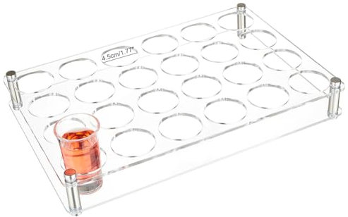NBEADS 24-Hole Shot Glass Tray Holder, Acrylic Wine Glass Organizer 4.5cm Hole Shot Glass Serving Trays Beer Wine Glass Display Rack for Bar Party Club, Clear