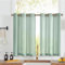 Vangao Voile Scheibengardinen Modern mit Ösen Streifen Transparent Blaugrün Bistrogadine 2er Set 90Bx60Hcm Landhaus Gardinen kurz Gestreift Kurzstores Küchengardinen Badezimmer Wohnwagen Klein Fenster