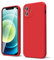 oakxco for iPhone 12 Case Liquid Silicone, Soft Rubber Gel Elegant Aesthetic Basic Simple Cover, Cute Thin Slim TPU Matte Solid Color Plain Smooth Case for Women Men Girl, Red